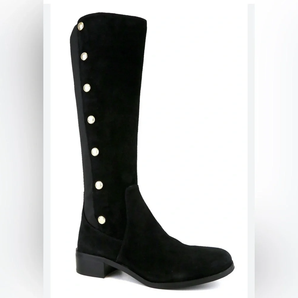Vince Camuto Black Over-the-Knee Button-Accent Boots